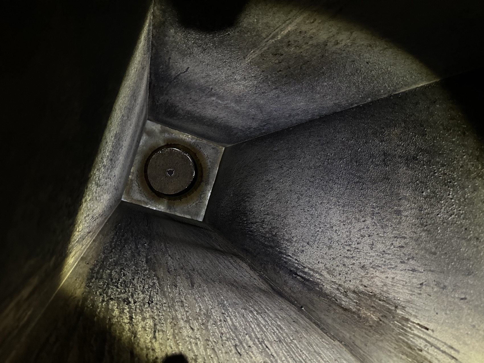 Bare-metal duct interior after full degreasing