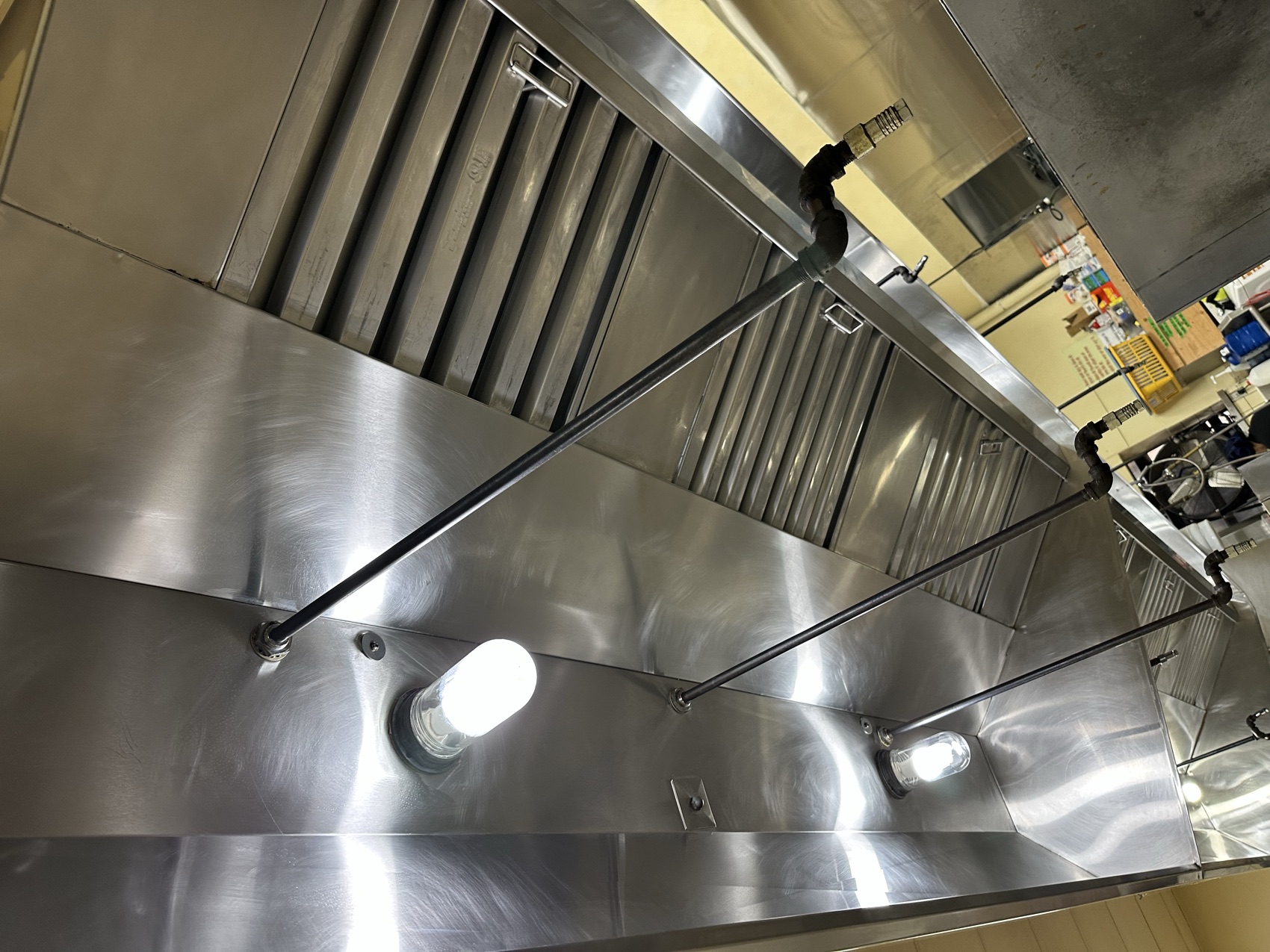Bright cleaned hood canopy after service